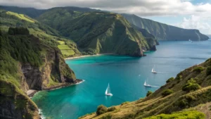 Breathtaking lake view of The Azores islands