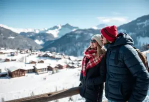 couple vacationing in the Swiss Alps
