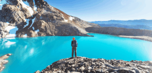 Landscape view of glacier mountains in Patagonia