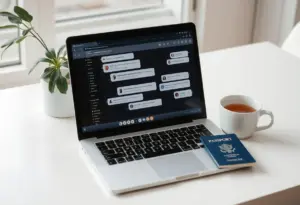 labtop with travel planner on the screen