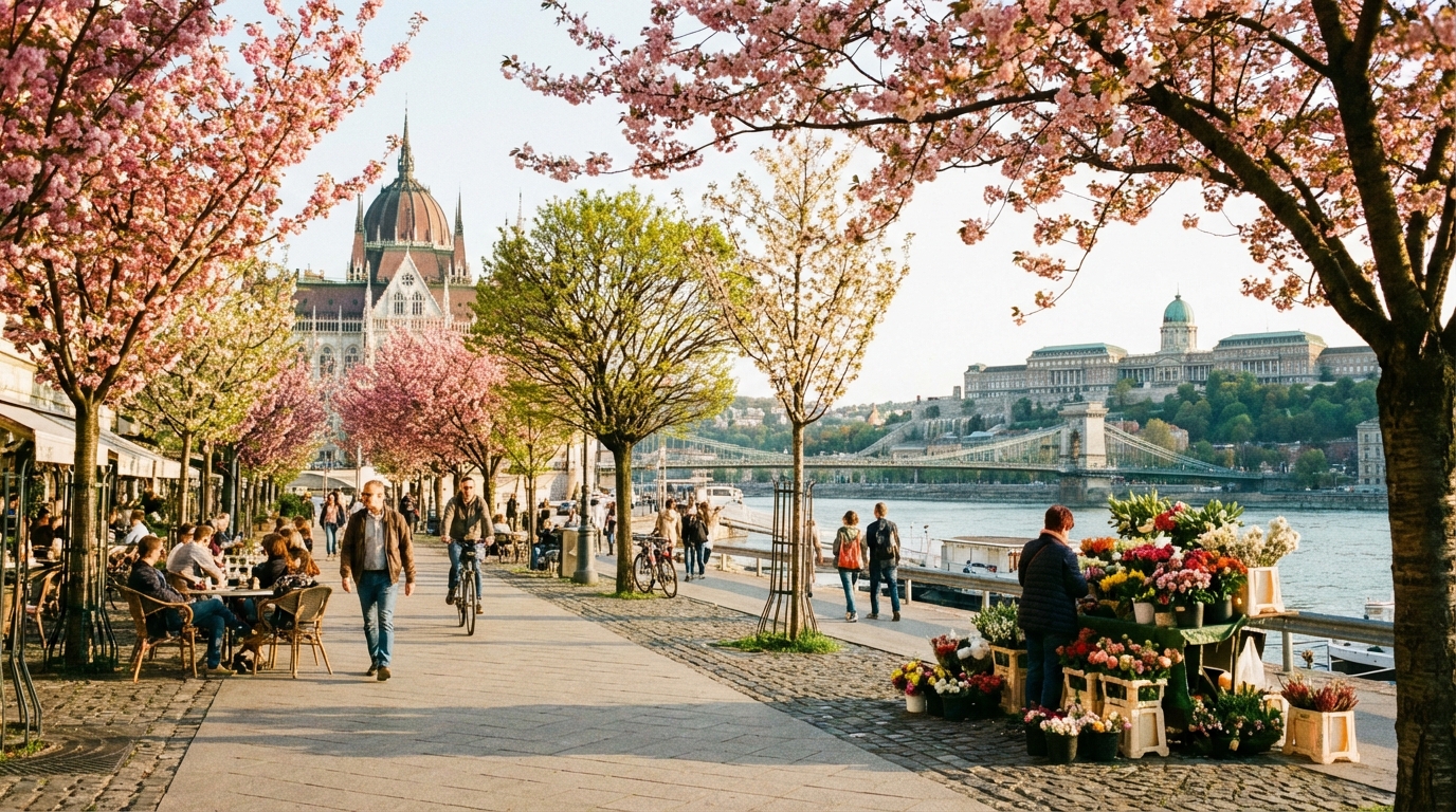 Spring in Budapest, Danube Promenade
