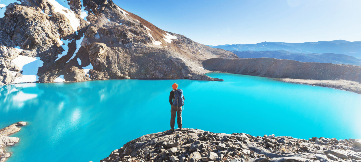 Landscape view of glacier mountains in Patagonia