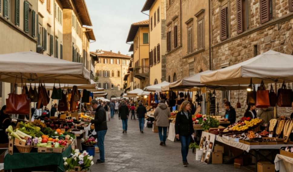 a street market in Florence, Italy