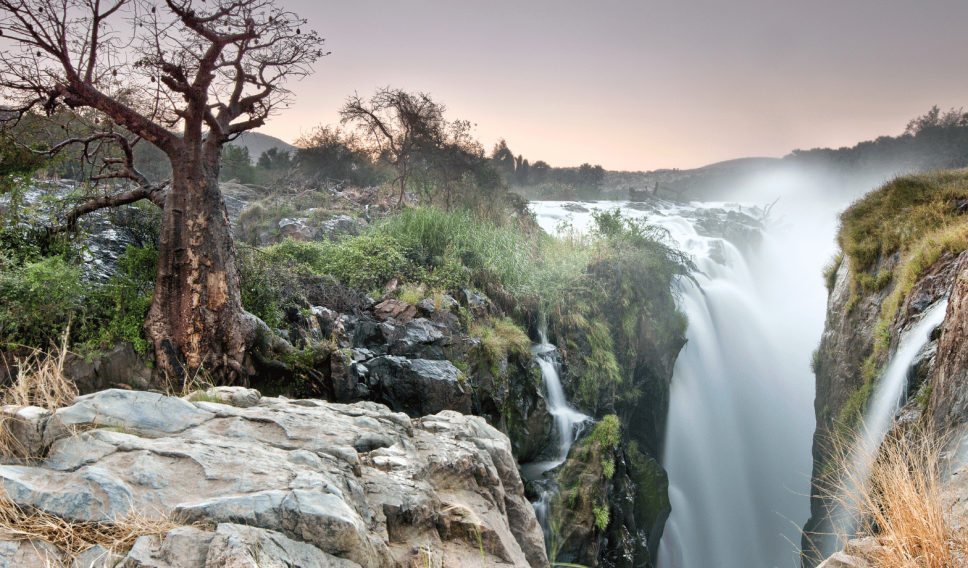 Landscape view of Epupa Falls in Namibia