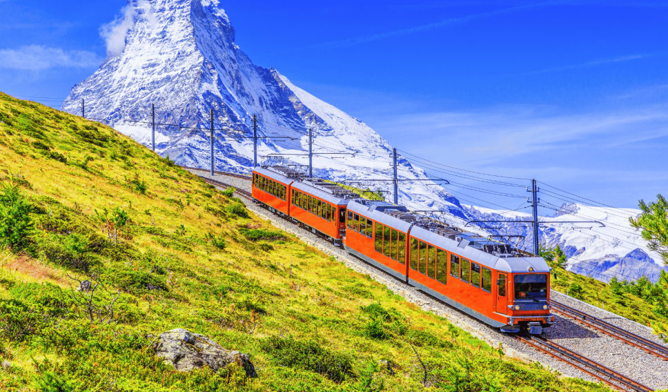 Gornergrat tourisit train in Zermatt, Switzerland