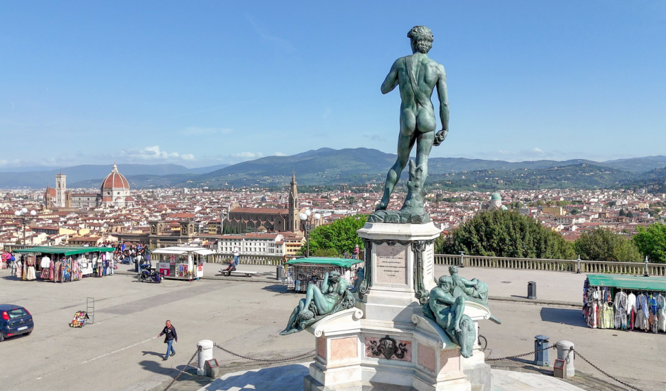 Drone Perspective of Piazzale Michelangelo Overlooking Florence