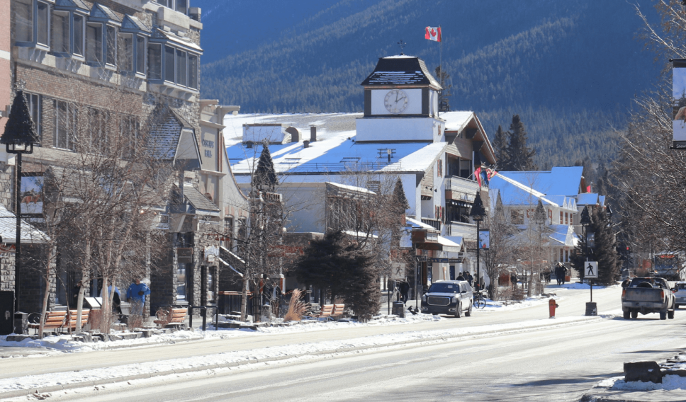 Winter street view in Banff
