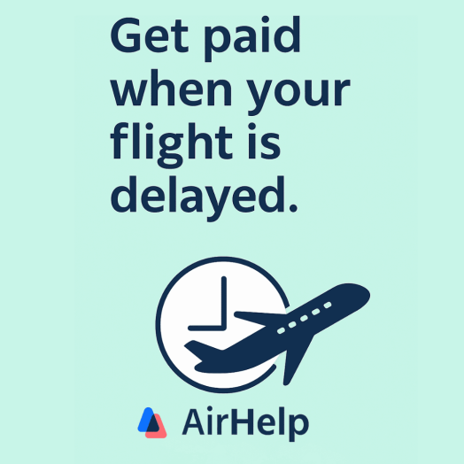 AirHelp horizontal banner with light blue background logo