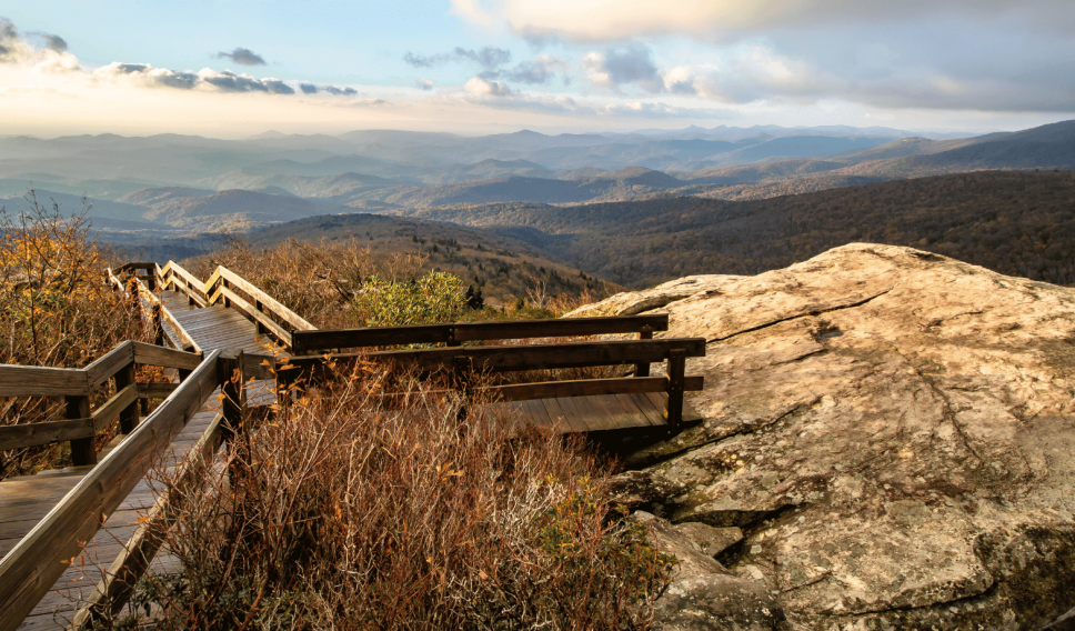 A bridge with a nature background in Blue Ridge Parkway