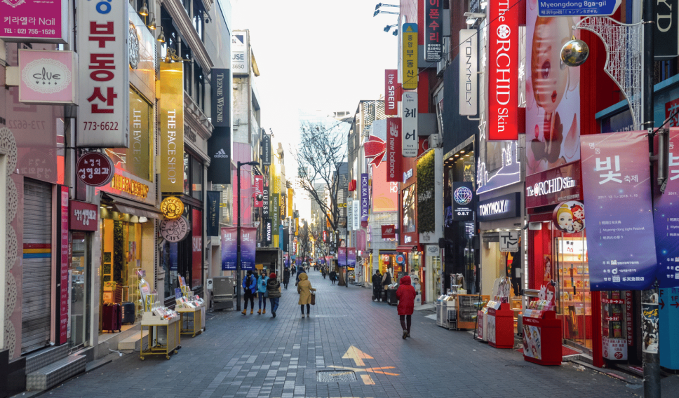 Myeongdong shopping center in Seoul