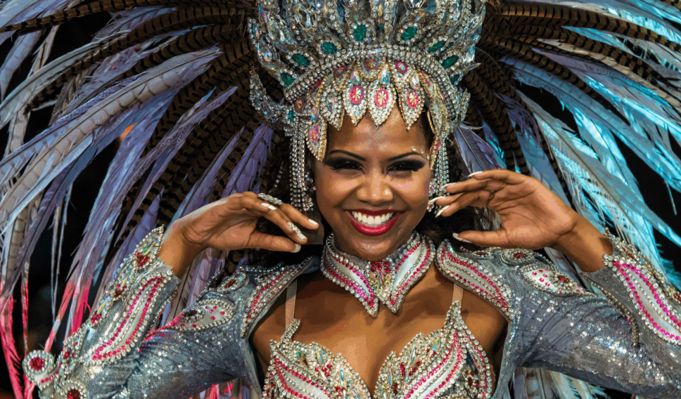 Woman dressed in costume at Carnaval in Brazil