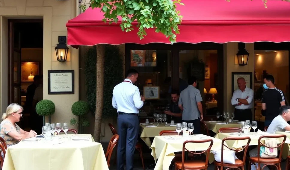 Outside of a Venice restaurant