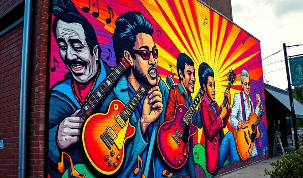 Street art of musicians Memphis TN