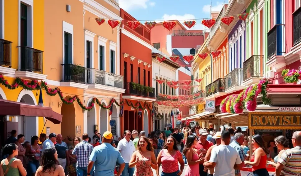 People walking the street in Puerto Rico