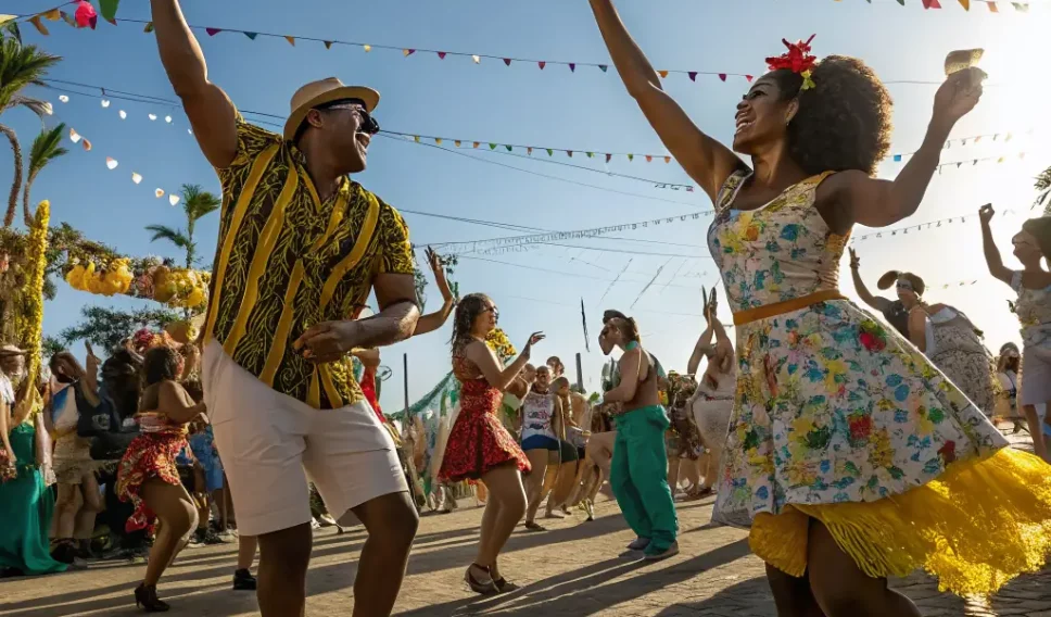 People dancing and enjoying a festival
