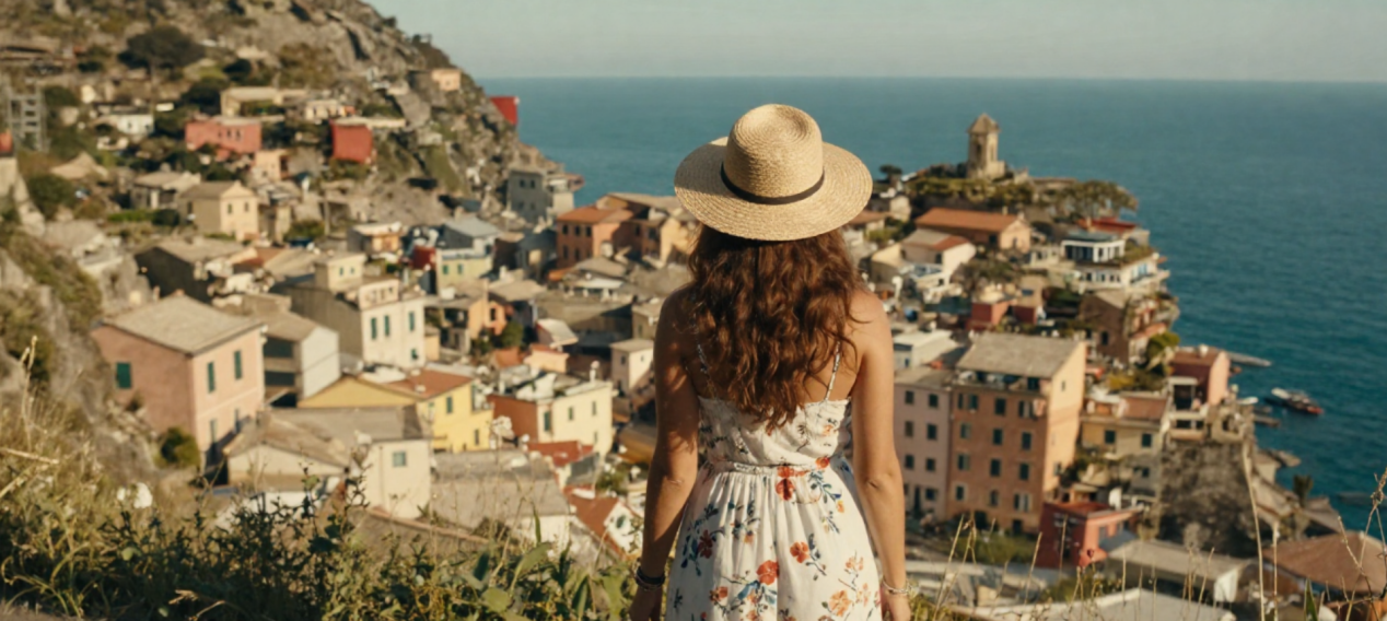 woman on an Italian coast